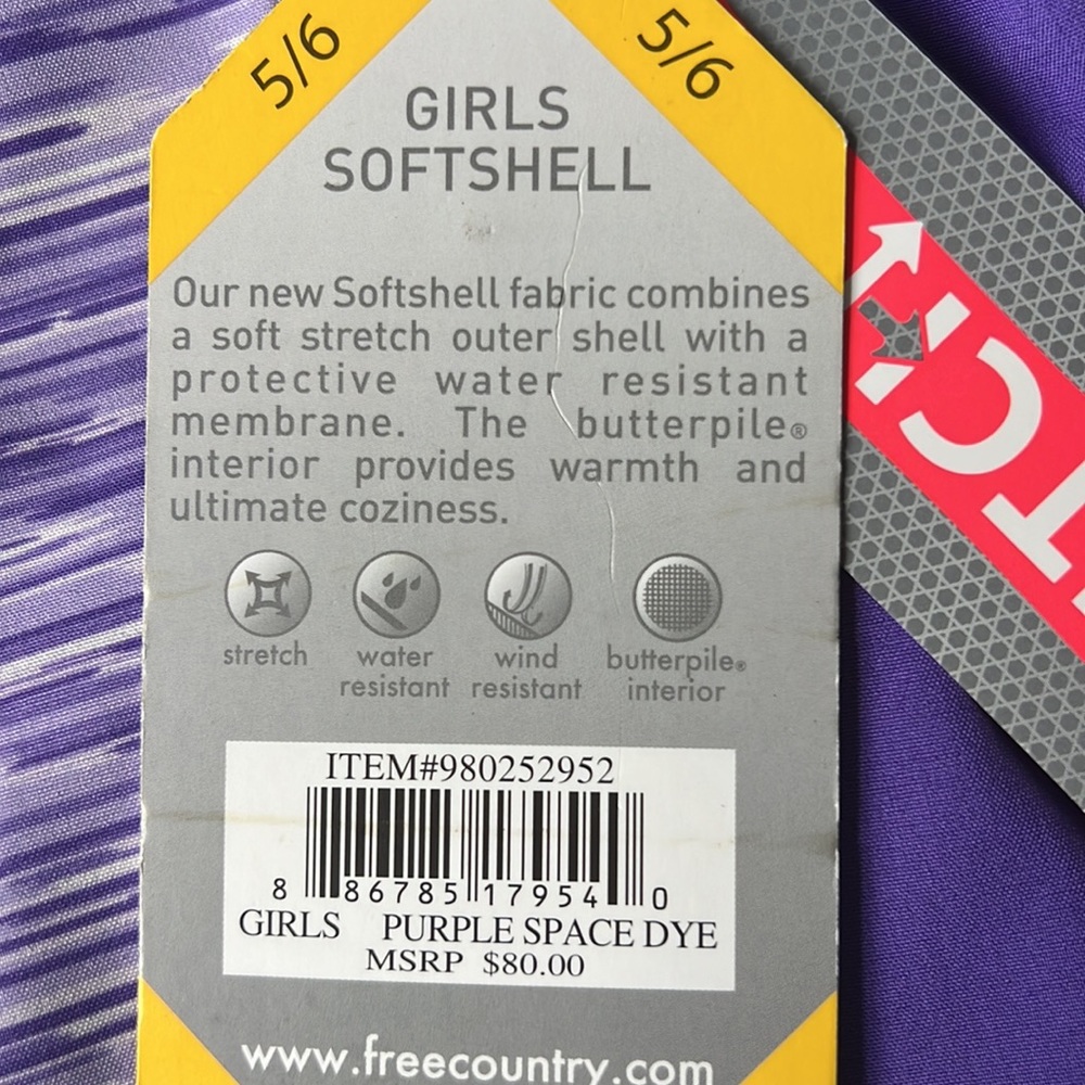 Free Country Girls Jacket Softshell Purple Space Dye 5/6 - Picture 13 of 16